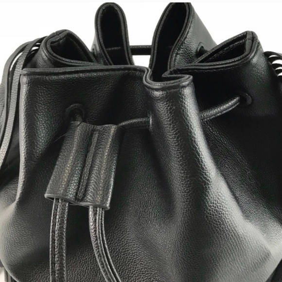 NEW! VICTORIA SECRET Black Vegan Leather Fringe Backpack Bag. main image 5